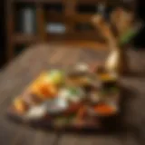 Elegant wooden serving board showcasing various dishes