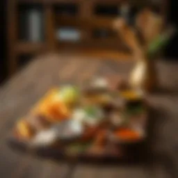 Elegant wooden serving board showcasing various dishes
