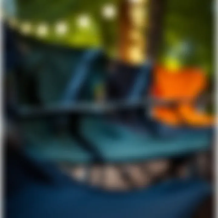 A close-up view of the features of camping chairs, highlighting durability