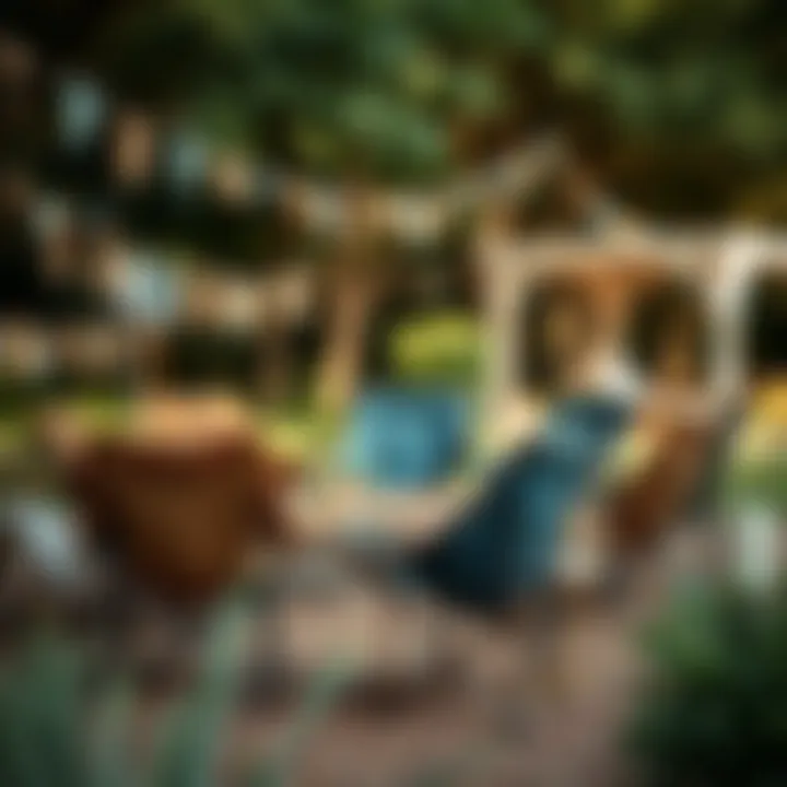 A beautifully arranged outdoor gathering with several camping chairs