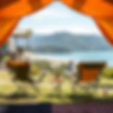 Comfortable camping chairs set up in a scenic outdoor location