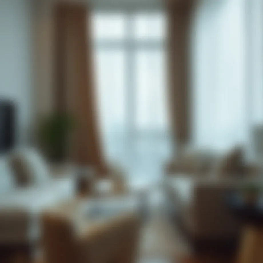 Elegant sheer curtain draped in a stylish living room