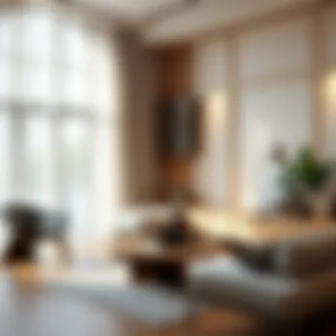 Stylish modern home featuring sheer curtains