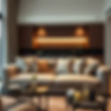 Luxurious double sofa cushion in a modern living room