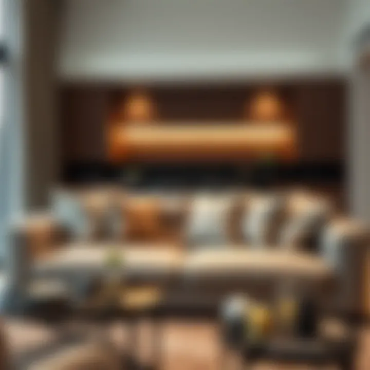 Luxurious double sofa cushion in a modern living room