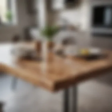 Close-up of durable materials used in modern kitchen tables