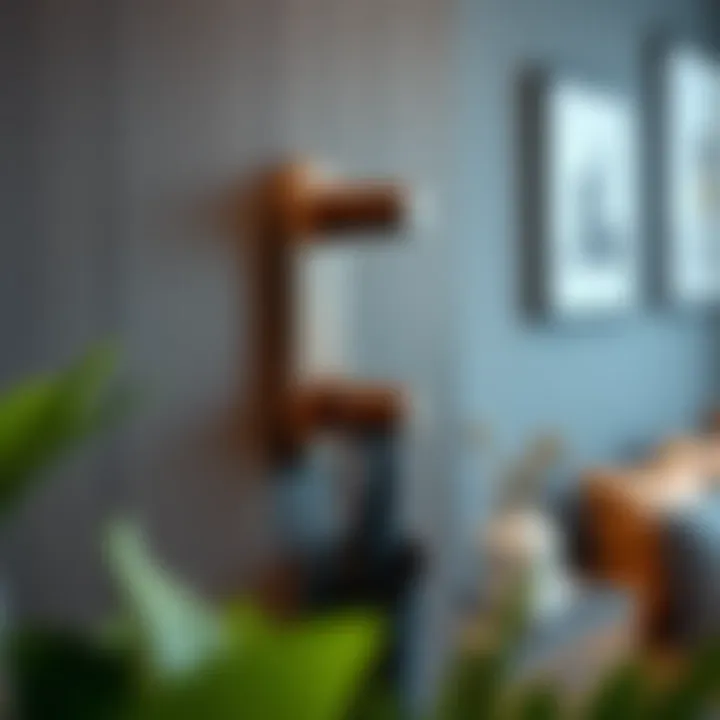 Functional Wooden Wall Hook in Modern Setting Functional wooden wall hook in a modern setting