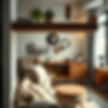 Elegant wooden shelf bracket in a cozy interior