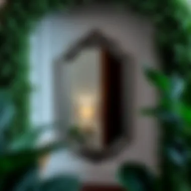 Elegant display of synthetic creepers framing a decorative mirror