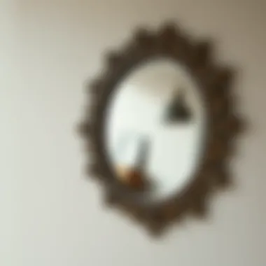 Close-up of decorative wall-mounted mirror showcasing intricate design