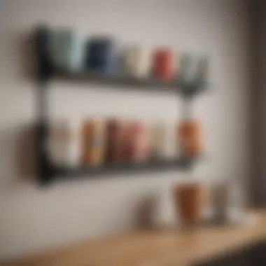 Elegant wall-mounted mug rack displaying various mugs