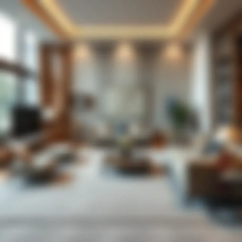 Luxurious wall-to-wall carpet installation in a modern living room