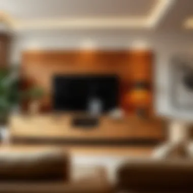 Warmth and Texture with Elegant Wood Elegant wood material used in a TV unit for warmth and texture