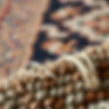 Detail of Handcrafted Rug Texture Close-up of the texture and fibers in a handcrafted rug