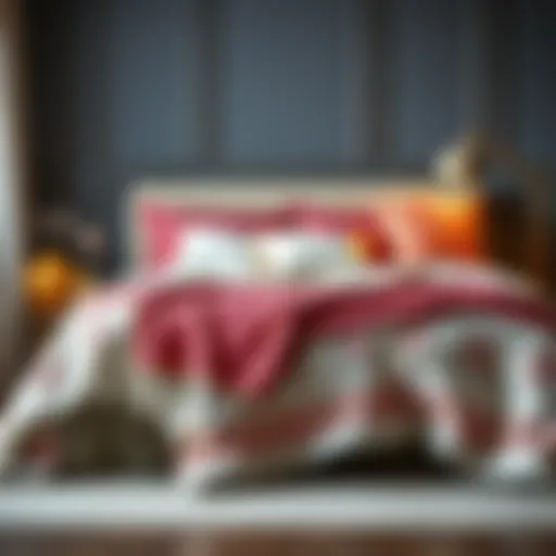 Elegant bedspread selection showcasing various fabrics and patterns