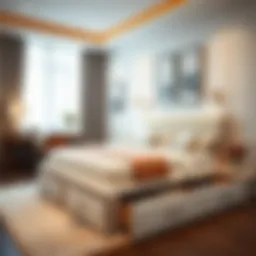 Elegant double bed with storage drawers