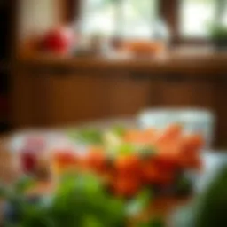 Elegant glass food storage container with fresh vegetables