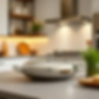 Elegant metal serving dish in a modern kitchen