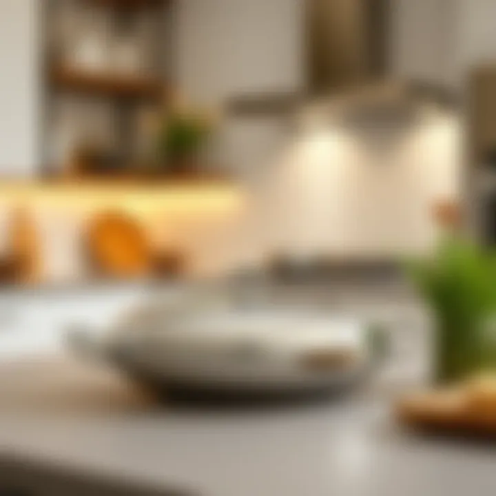 Elegant metal serving dish in a modern kitchen