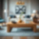 Elegant oak coffee table in a modern living room setting