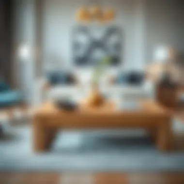 Elegant oak coffee table in a modern living room setting