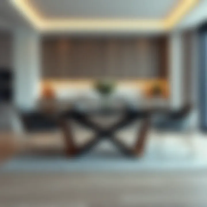 Elegant rectangular dining table in a modern kitchen