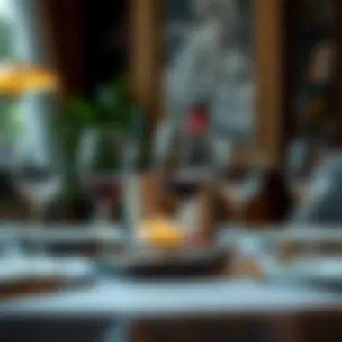 Sophisticated Wine Table Arrangement Elegant wine table setting with glasses and a bottle