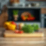 Elegant wooden cutting board with fresh vegetables