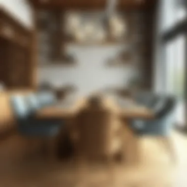 Elegant wooden dining table set for eight