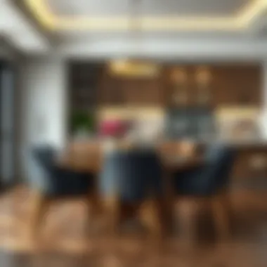 Sophisticated Dining Aesthetics Elegant wooden kitchen table with modern chairs