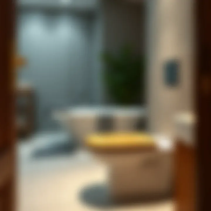 Elegant wooden toilet seat in a modern bathroom setting