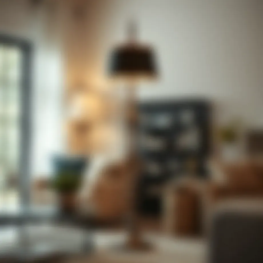 Elegant English style floor lamp in a cozy living room setting