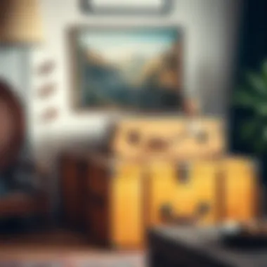 Stylish Storage Solution with Decorative Vintage Trunks Decorative vintage trunks used for stylish storage