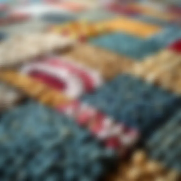 Textural Details and Color Harmony in Handmade Rugs Close-up of the texture and colors of a handmade patchwork rug