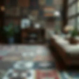 A beautifully crafted vintage patchwork rug showcasing intricate patterns