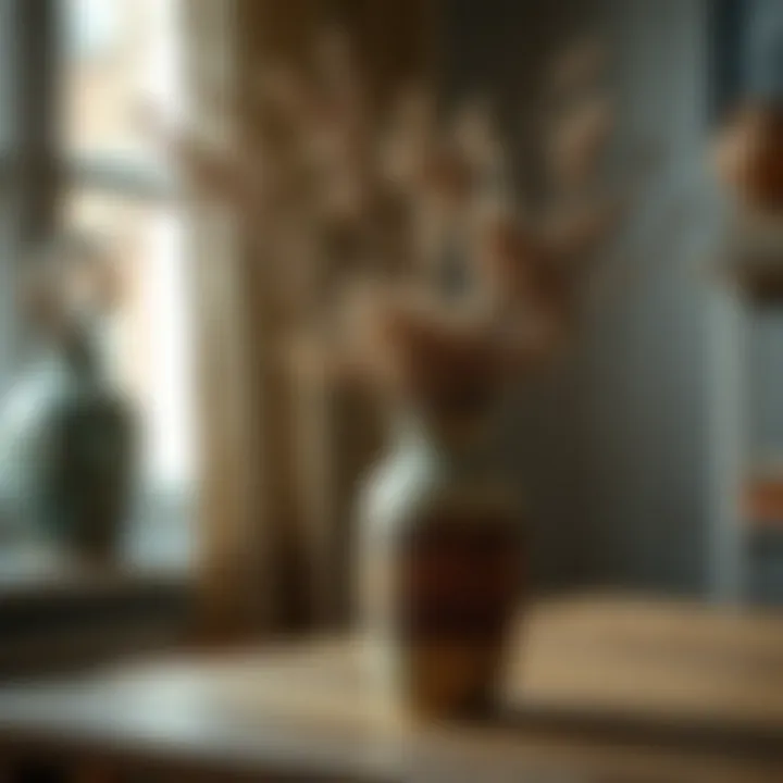 Rustic vase filled with dried flowers enhancing a cozy atmosphere