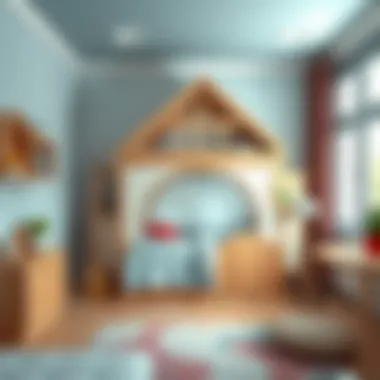 Children's room showcasing a playful house-shaped bed