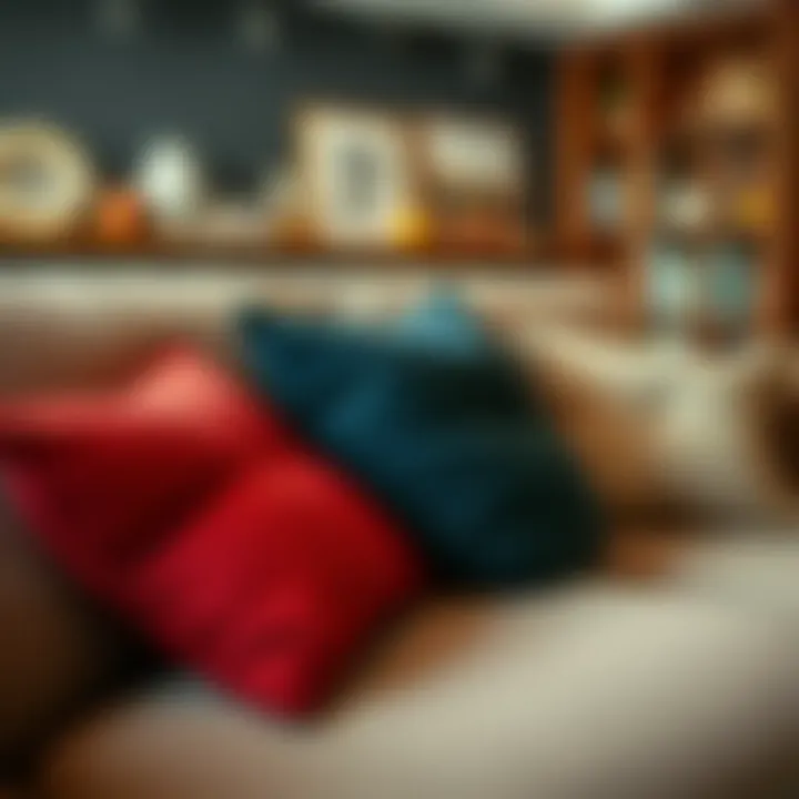 Selection of various fabrics for double sofa cushions