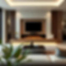 Elegant living room featuring a modern fireplace unit