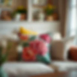 Vibrant floral cushion cover enhancing home decor