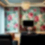 Elegant floral wallpaper enhancing a modern interior