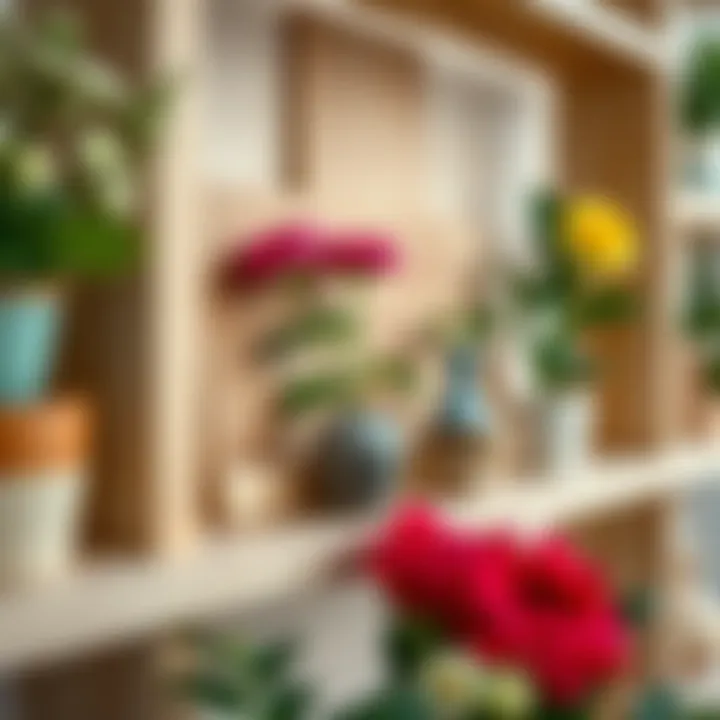 Material Selection for Flower Shelves Close-up of materials used for constructing a flower shelf