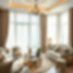 Elegant living room with sheer curtains and decorative elements