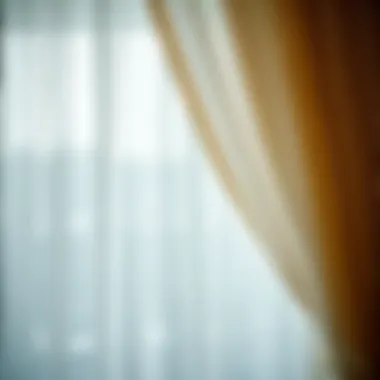 Close-up of textured fabric of a decorative sheer curtain