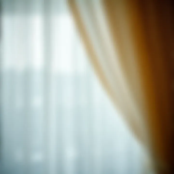 Close-up of textured fabric of a decorative sheer curtain