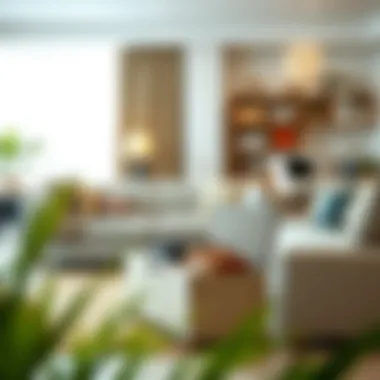 Functional bag storage box in a vibrant living room setting