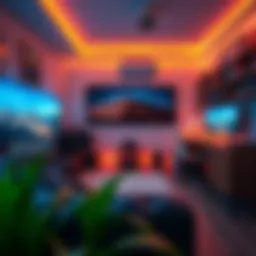 A stylish gaming room setup featuring accessories that enhance the aesthetic appeal.