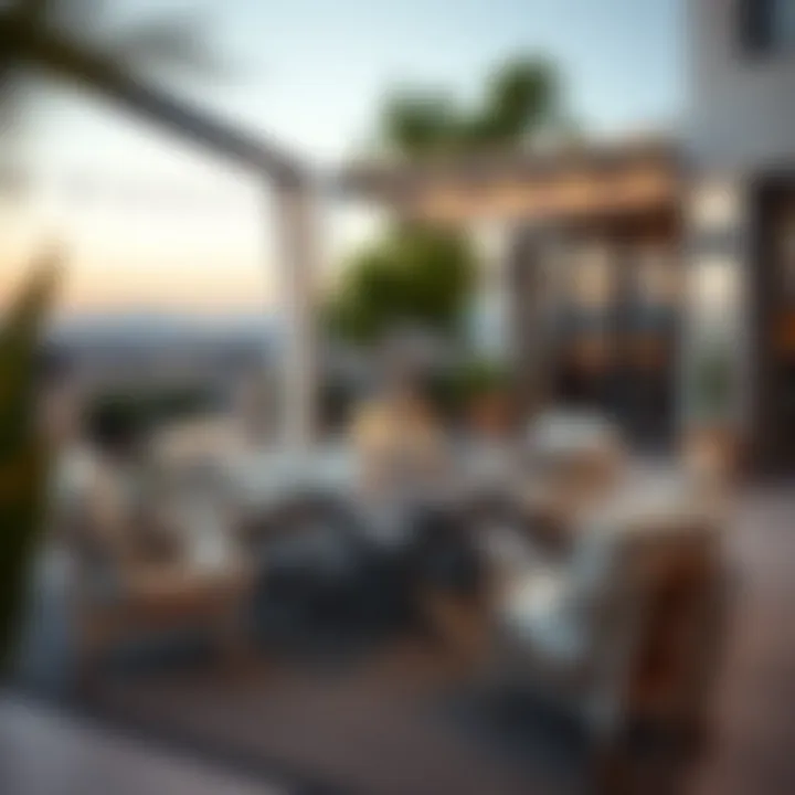 Contemporary Patio Style Stylish patio with a modern table and seating arrangement