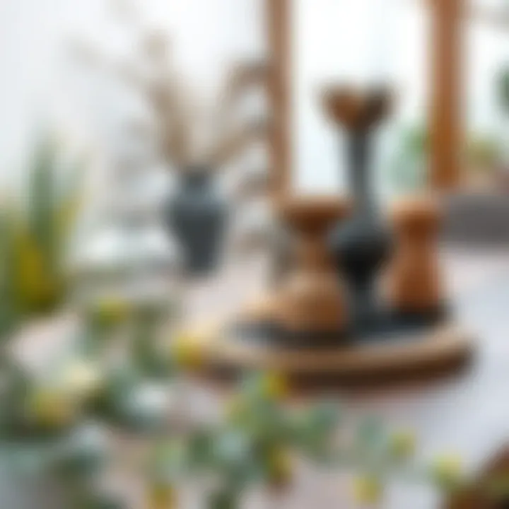 Artful Garden Table Decor Close-up of a well-maintained garden table with decorative elements