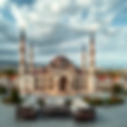 Panoramic View of Gaziantep Cam Bahçesi A panoramic view of Gaziantep Cam Bahçesi showcasing the blend of historical and modern architectural elements.